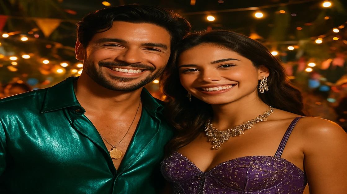একটি সুখী ও আকর্ষণীয় জুটি রঙিন কার্নিভাল পোশাকে একটি উজ্জ্বল বাইরে উৎসবে উদযাপন করছে; ctg777-এ একসঙ্গে গেম খেলার মজা, সামাজিকতা ও উত্তেজনাপূর্ণ পরিবেশকে ধারণ করছে।